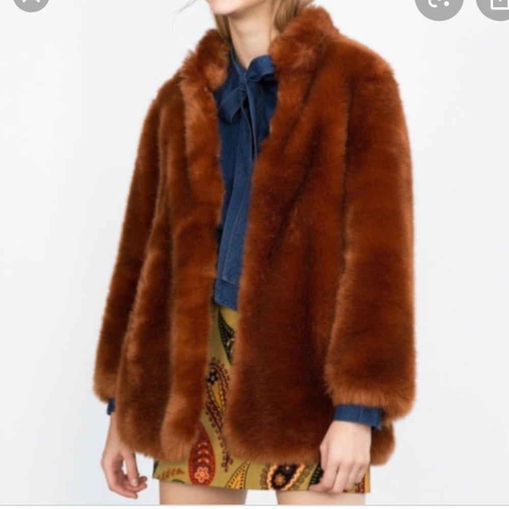 🤎Zara Faux Fur Coat Medium